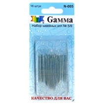 Иглы для шитья ручные " Gamma" для шитья №5/ 9 N- 005 в блистере 16 шт. P