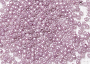 Бисер Япония круглый 11/0 10г 1200 белый/розовый, мраморный непрозрачный