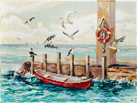 Кристальная ( алмазная) мозаика  " ФРЕЯ" ALPD- 009 на подрамнике " Морской прибой" 40 х 30 см